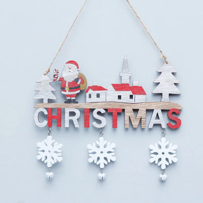 Wooden Christmas Pendants Door Wall