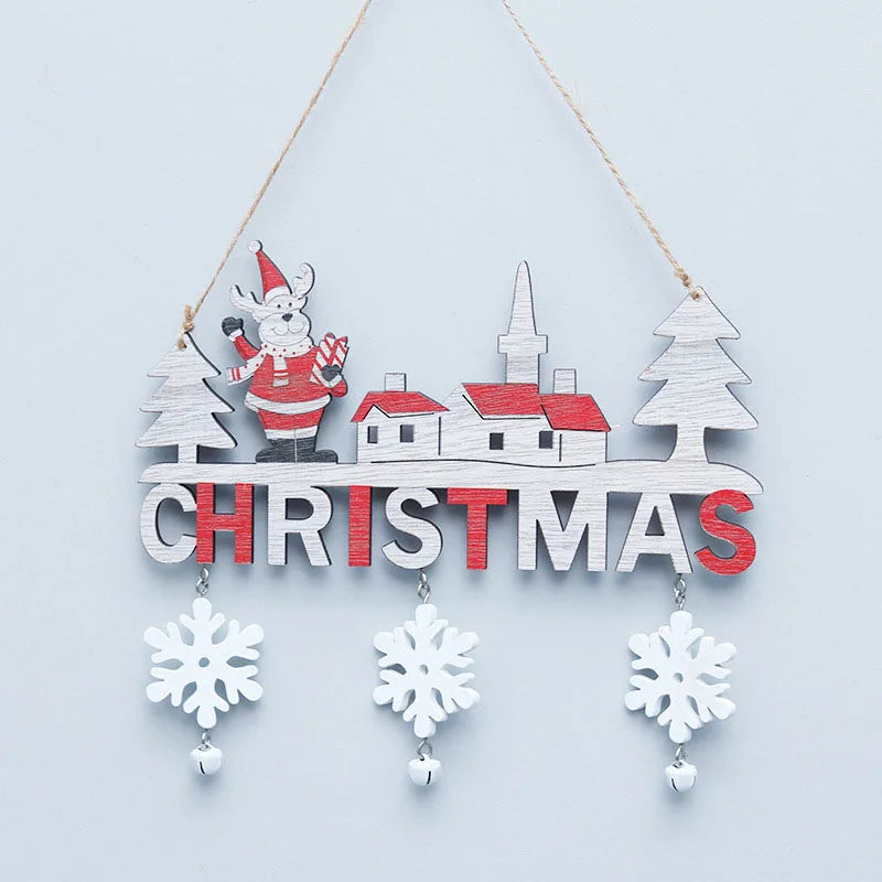 Wooden Christmas Pendants Door Wall