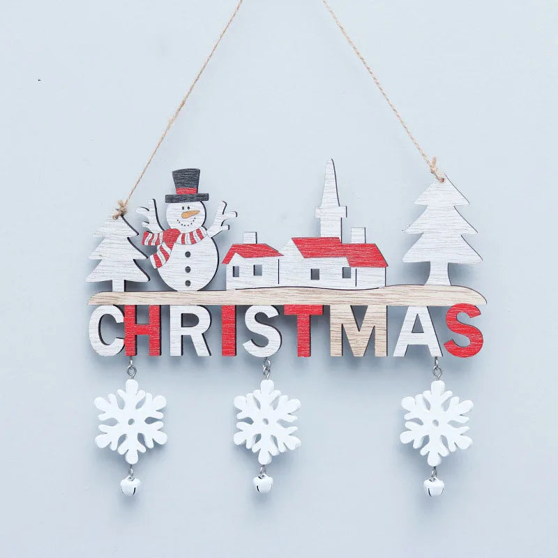 Wooden Christmas Pendants Door Wall