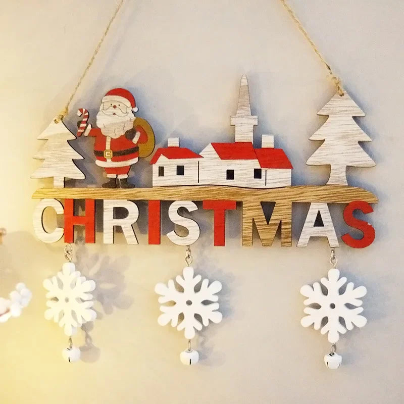 Wooden Christmas Pendants Door Wall